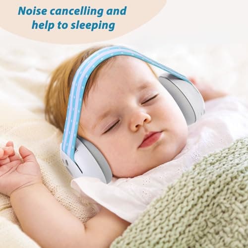 Laudexua Baby Ear Protection, Noise Cancelling Headphones for Babies and Toddlers Up to 36 Months, Comfortable Infant Ear Muffs for Effectively Hearing Protection & Help Sleep (Blue) - Thumbnail 2