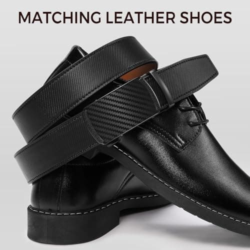 Zitahli Belt Men, Ratchet Belt Dress with 1 3/8" Premium Leather,Slide Belt with Easier Adjustable Automatic Buckle,Trim to Fit Size 30"-36" - Thumbnail 5