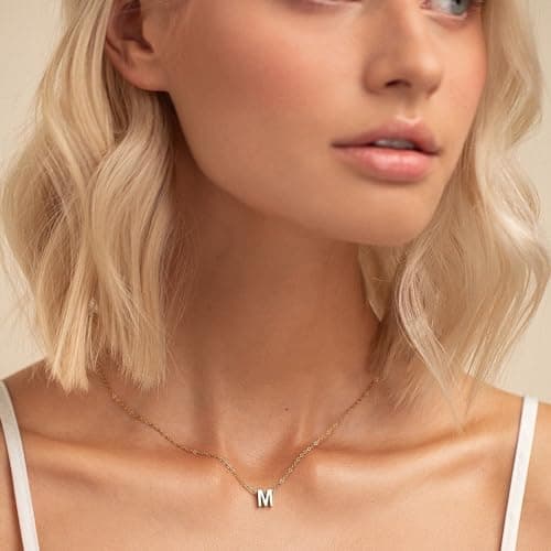 JNZSSWHJJH Dainty Initial Necklace for Women, Letter Tiny A Initial Pendant Choker Necklace Simple Cute Personalized Name Necklaces for Women Gifts Stuffers Easter - Thumbnail 4