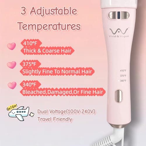 VAV Automatic Curling Iron 1.25” Rotating Hair Curler for Long/Medium Hair,Large Barrel Curling Wand with Dual Voltage,3 Heat Settings,Auto Shut-Off(Beginner Friendly) - Thumbnail 4