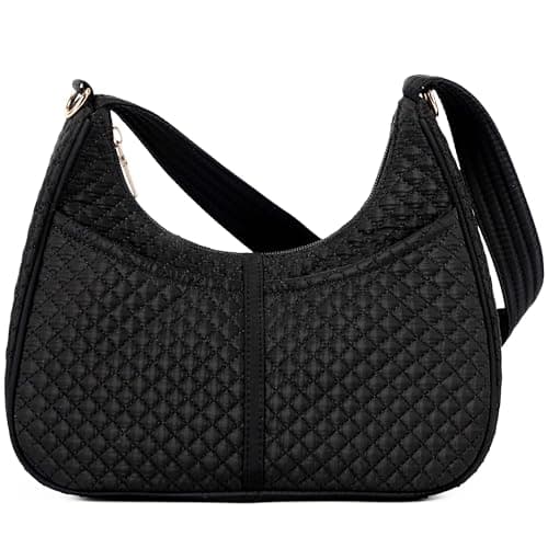 Goinsound Women's Quilted Crossbody Bag - Hobo Shoulder Bag with Adjustable Strap Black Purse for Travel, Daily & Work - Image 1