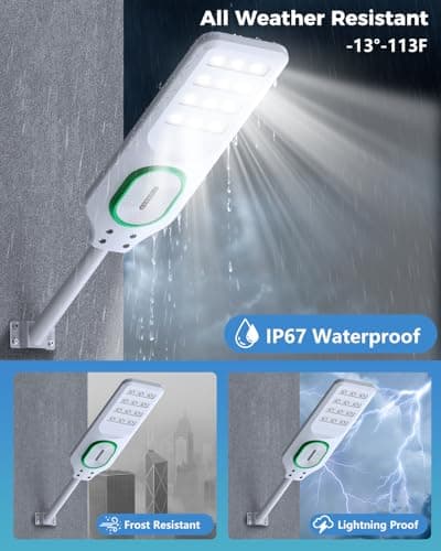 AIKVSXER L-10000W Solar Street Lights Outdoor Waterproof, Bright Heavy Duty Dusk to Dawn Parking Lot Lights, Large LED Street Light Solar Powered with Motion Sensor for Outside,Yard,Driveway, 2 Pack - Thumbnail 6