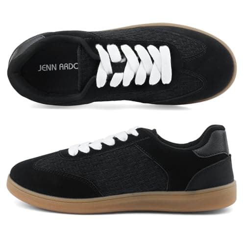 JENN ARDOR Lightweight Black Sneakers for Women Fashion Lace-Up Tennis Shoes Casual Comfortable Non-Slip Work Walking Everyday Shoes 7.5 - Thumbnail 5