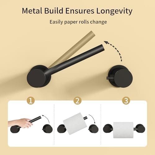 YUMORE Toilet Paper Holder Wall Mounted, Springless Pivoting Bathroom Tissue Holder, Easy One-Hand Reload No Spring Needed, Matte Black Modern Bathroom Hardware Accessories - Thumbnail 3