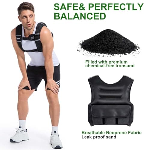 Adjustable Weighted Vest for Men, DecRose 6lb/8lb/10lb/12lb/15lb/18lb Women with Reflective Stripe Weight Vests Adjustable for Workout,Strength Training, Muscle Building, Running, Fitness, Weight Loss - Thumbnail 3