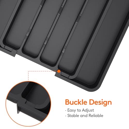 Lifewit Expandable Silverware Organizer, Plastic Utensil Tray for Kitchen Drawer, BPA Free Flatware Cutlery Holder, Space-Saving Storage for Spoons Forks Knives, 8.5-14 x 12 x 1.5 inch, Black - Thumbnail 5