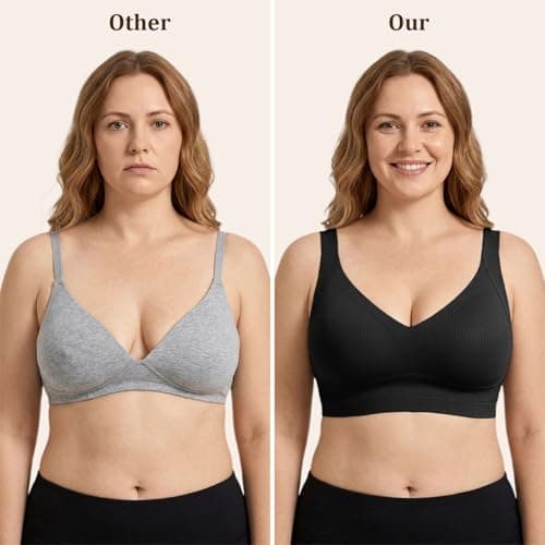 Ga0amm Women's Undergarment Bras Featuring a Wire-Free and Seamless Design, offering Substantial Support(2 Pack) (US, Cup Band, XX-Large, B, DD, Black) - Thumbnail 4
