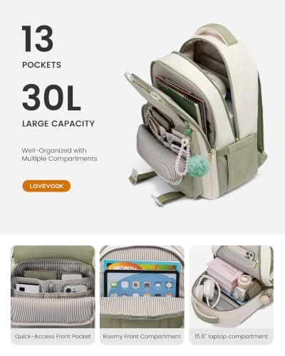 LOVEVOOK Backpack for Women, Kid Backpack Fit 15.6 Inch Laptop, School Backpack for students,Teen Bag Purse for Girls - Thumbnail 3