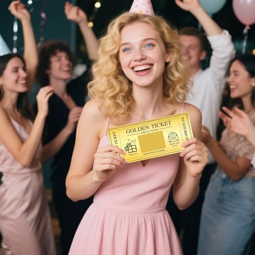 GEVOPREFRRED Golden Ticket with Envelopes, Scratch off Card Surprise Gift Reveal, Card as Perfect for Birthday Wedding Concert Ticket Cinema Voucher Raffle Gift - Thumbnail 4