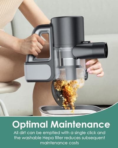 VersLife Cordless Vacuum Cleaner 500W/40KPA/40Mins, Lightweight Stick Vacuum with LED Display and Green Headlights, 6-Stages Filtration, Self-Standing Vacuum for Home Hard Floor Carpet, Silver - Thumbnail 6