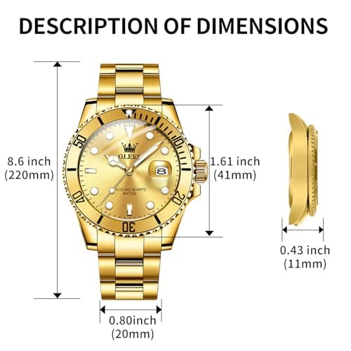 OLEVS Watch Men Gold Watches for Men Classic Mens Luxury Watches with Date Waterproof Big Face Fashion Stainless Steel Metal Quartz Analog Dress Men's Watch Relojes De Hombre - Thumbnail 6
