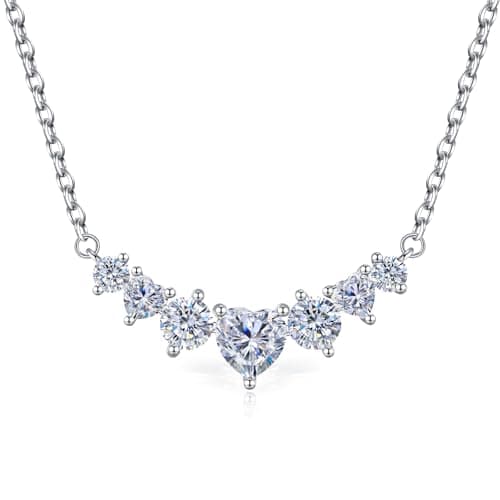 JACUPO 5.2CT Heart Shaped Multiple Cubic Zirconia Necklace for Women S925 White Gold Plated I Love You Necklace Wedding Anniversary Birthday Gift for Wife Mom Girlfriend Ladies Jewelry - Image 1