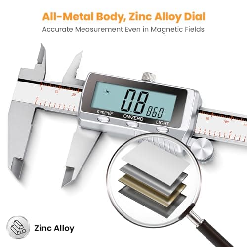 HARDELL Digital Caliper, Rechargeable Caliper Measuring Tool with Backlight LCD Screen, All Metal Calipers, Auto-Off Digital Micrometer, Inch/MM/Fraction for Household/3D-Printing-Rechargeable 6 Inch - Thumbnail 5