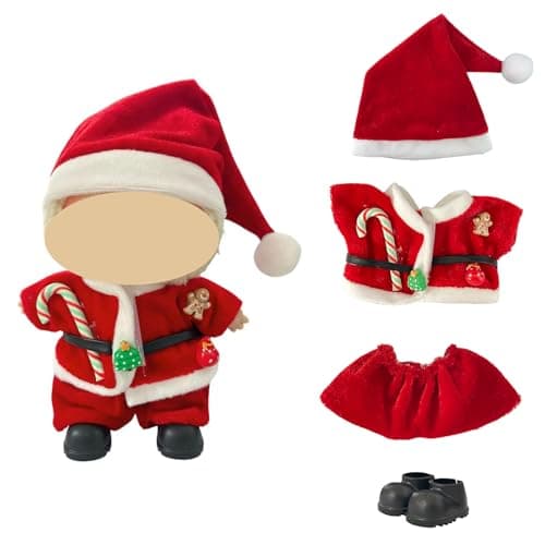 Ezcora 5 Pack Christmas Doll Clothes Set for 17cm Doll – Santa, Reindeer, Snowman Costumes with Shoes, Scarves & Glasses Accessories, (No Dolls) (Christmas Outfit) - Thumbnail 2