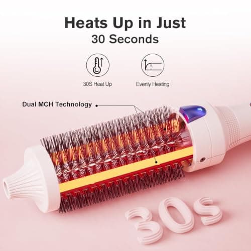K&K Thermal Brush Curling Iron 1.77 Inch Ceramic Tourmaline Ionic Hair Styler for Loose & Voluminous Curls, Dual Voltage for Long Hair - Thumbnail 6