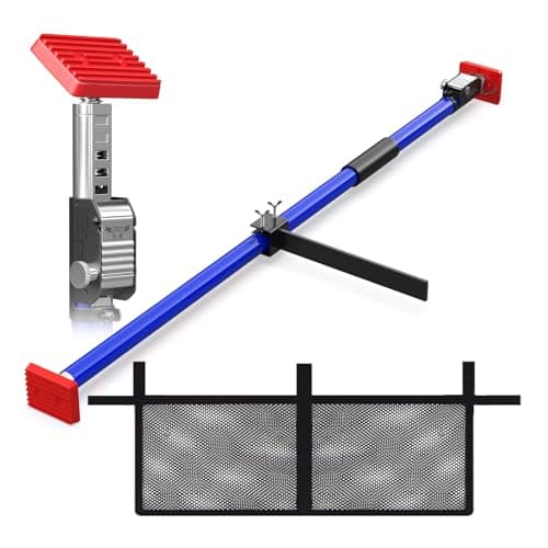 3-H Truck Cargo Bar, 43"-77" Adjustable Support Pole All Metal,Cabinet Jack,Truck Bed Divider with Self-Locking Spring Ratchet - Load Lock Bar for Vans, SUVs & Trucks,Blue, 1pc & Divider Bar+Net