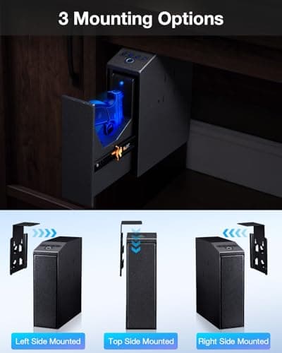IDMIDM Pistol Safe Upgraded,0.1 Seconds Quick Access Auto Sliding Door Hand Gun Safe for Handgun,with Biometric Fingerprint, PIN Code,Key Access,for Bedside, Desk,Office Safety (Upgraded Pistol Safe) - Thumbnail 6