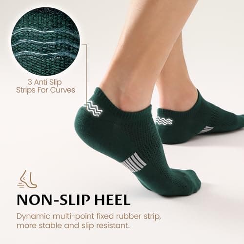 Sunew No Show Invisible Socks Women Men Low Cut Liner Socks Non Slip 8 Pairs Dark Green Medium - Thumbnail 5