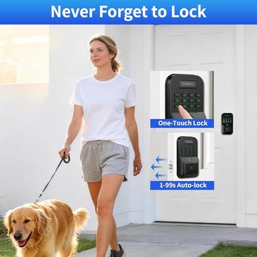 Fingerprint Keyless Entry Door Lock - Deadbolt Smart Locks for Front Door, Biometric Door Lock with Backlit Keypad, Electronic Digital Lock, Auto Lock, APP Control, Easy Installation - Thumbnail 4
