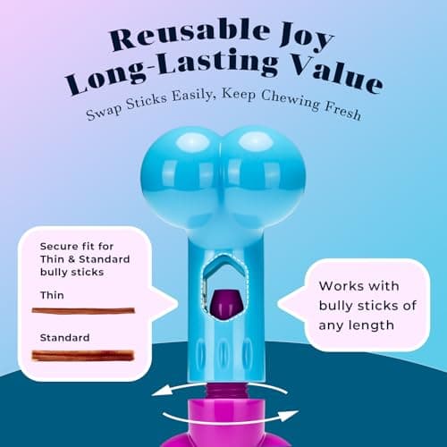 Apasiri Bully Stick Holder for Medium/Large Dogs - Anti-Choking, Prevents Swallowed Ends - Nylon Dog Chew Toy - Dishwasher Safe, Pink - Thumbnail 5