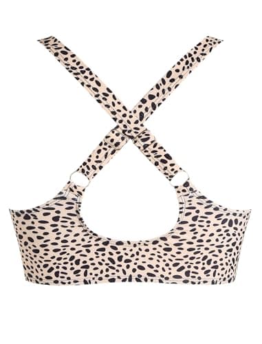 ZAFUL Women Leopard Bikini Top - Supportive Ruched Swim Top Only 2025 Retro Bathing Suit Tops for Large Bust (Leopard XXL) - Thumbnail 3