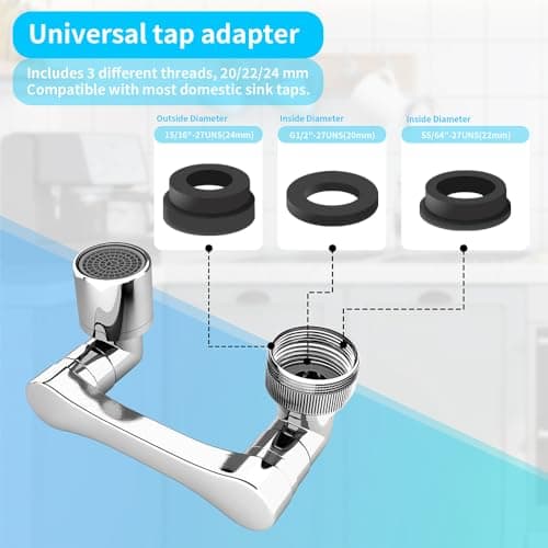 Longing Home 1080° Swivel Faucet Extender, Heavy Duty Rotating Sink Extension, Universal Swivel Multifunctional Robotic Arm, Rotating Splash Filter Extension Faucet Aerator for Kitchen Bathroom-2 Pcs - Thumbnail 3
