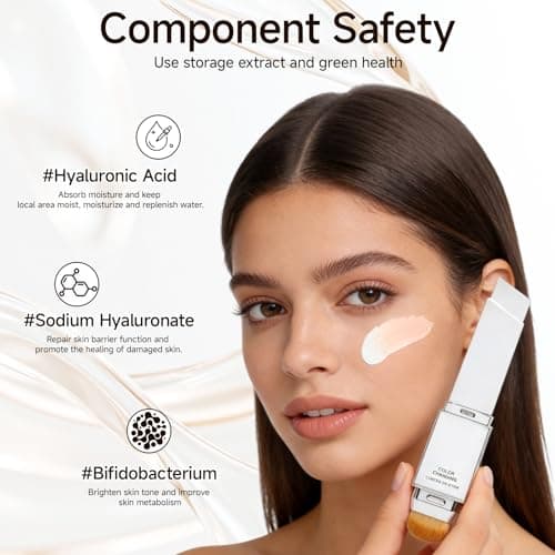 Blanc Cover Cream Stick V - Color Changing Foundation Stick with Volufiline - Medium to Concealer Base Makeup, 2-in-1 Dual-Ended with Built in Brush, Portable for Daily Use (Natural) - Thumbnail 5