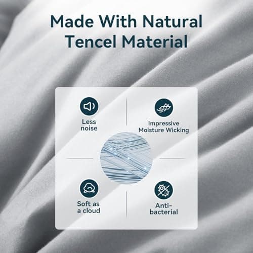 WarmKiss Twin Size Down Comforter, Luxurious All-Season Duvet Insert with noiseless Skin-Friendly Tencel Blend Cover, Cloud-Soft & Breathable, 8 Corner Tabs, Machine Washable, Grey (68" x 90") - Thumbnail 4