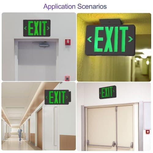 CM MZY Black Exit Sign, Green Double Face Emergency Sign,Emergency Exit Light with Battery Backup, UL Certified, US Standards, Emergency Light, AC 120V/277V, 1 Pack - Thumbnail 4