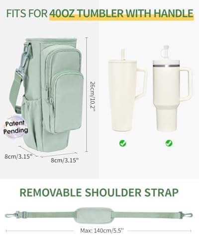 sportsnew Water Bottle Carrier Bag with Phone Pocket for 30oz 40oz Tumbler with Handle Accessories Insulated Water Bottle Holder Pouch with Strap Crossbody with Straw Cover - Thumbnail 2