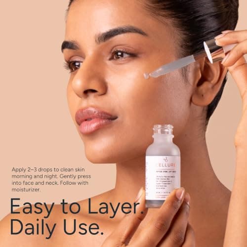 Cellure Peptide Hydro Lift Serum – Multi Peptide Firming & Smoothing Face Serum with EGF Growth Factors, Copper Peptides & Hyaluronic Acid, 1.0 fl oz (30 mL) - Thumbnail 6