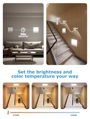 Motion Sensor Light Indoor with Remote,3 Color Motion Sensor Lights with Remote, Wireless Closet Light Battery Operated, Magnetic Dimmable LED Lights for Shower Pantry Shed Hallway Porch Garage Stairs - Thumbnail 6
