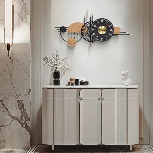 39x19 Inch Modern Silent Wall Clock Battery Powered for Living Room - Thumbnail 6