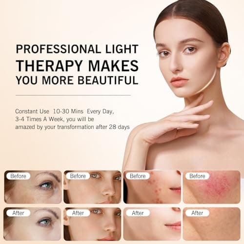 Red LED Light Therapy Lamp for Face, 5-Color Facial Beauty Device with 630nm & 850nm Near Infrared Red Light Therapy for Desk with Adjustable Stand, Timer and Protective Glasses, Home and Travel Use - Thumbnail 2