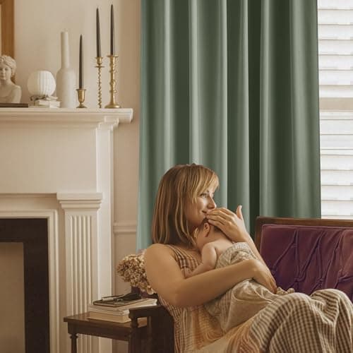 NICETOWN Sage Green Blackout Velvet Curtains 96 inches Long 2 Panels (52-inch Wide), Farmhouse and Sleek Velvet Drapes and Curtains for Doorway, Office, Dorm - Thumbnail 2
