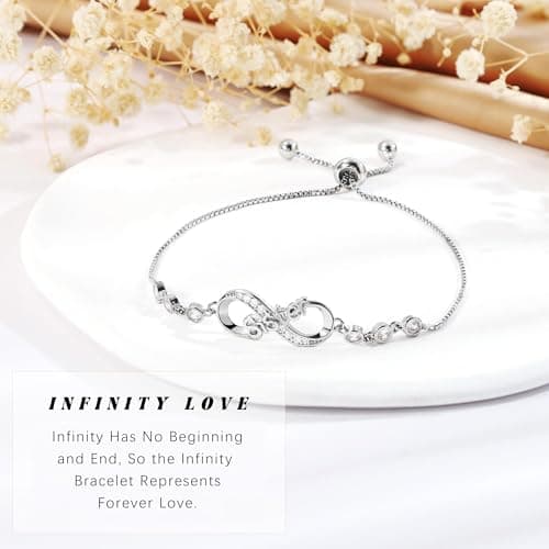 BAYLAY Daughter Gifts from Mom, Infinity Bracelets for Women 18K Plated Silver Infinity Bracelet Gaughter Bracelets from Mom Jewelry Birthday Gifts for Daughter - Thumbnail 4
