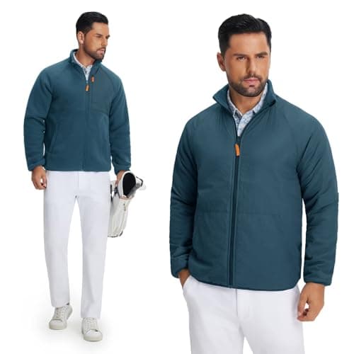 M MAELREG Reversible Fleece Lined Jacket Men Zip Up Warm Golf Jackets Fall Winter Casual Insulated Coats Clothes - Thumbnail 4