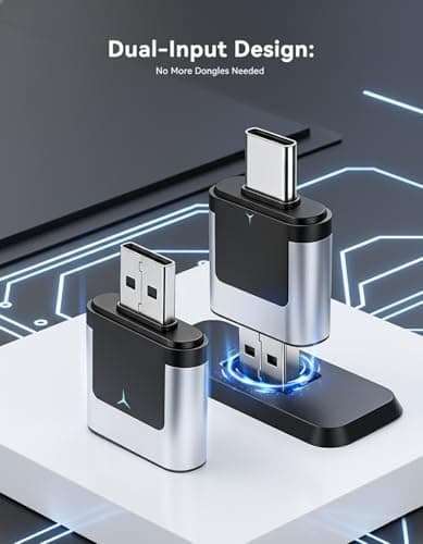 Hyphoon Wireless CarPlay and Android Auto Adapter, USB-A and USB-C Dual Connector Version, 2 in 1 Wireless Adapter for Factory Wired CarPlay Android Auto Cars, OEM Control Support - Thumbnail 2
