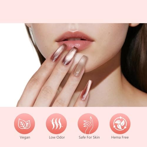 BUBU CANDY 6Pcs One step Cateye Gel Nail Polish Set Valentine's Day gift DIY at home are Gold Brown Yellow For Holiday Party Sparkle Manicure Kit Soak off Uv Nail Art Design Gifts for Women - Thumbnail 6