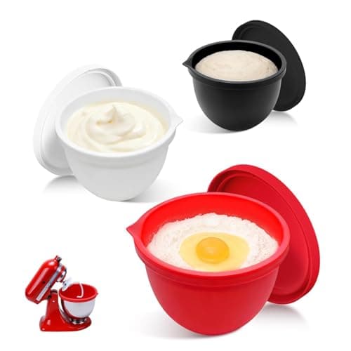 MGVK 5 Qt Tilt-Head silicone liners for kitchenaid stand mixer, Silicone Bowl Liners with Lids, Kitchen Aid Accessories and Attachments for Baking and Cooking (3pcs Red+White+Black) - Image 1