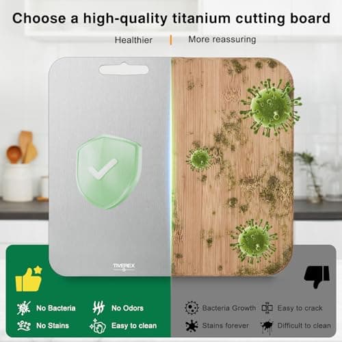 TIVEREX Titanium Cutting Board,100% Pure Titanium Cutting Boards for Kitchen, Easy to Clean, Dishwasher Safe, Double Sided Non Toxic Food-Grade Chopping Boards for Meats, Fruits and Vegetables - Thumbnail 4