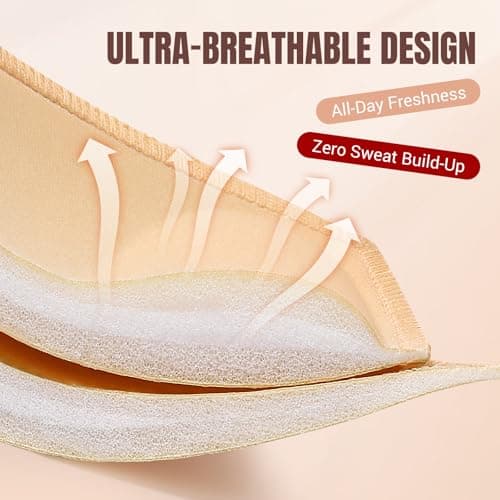 ElaGlow Bra Inserts 4 Pairs, Sports Bra Pads Inserts for Women, Sew in Bra Cups for Dresses, Bathing Suit Inserts (Medium, Beige) - Thumbnail 3