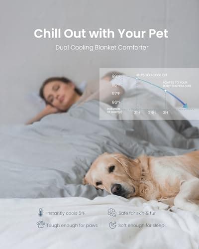 Fuzzysense Cooling Comforter Queen 90"x90" – Instant Cooling Blanket for Hot Sleepers & Night Sweats, Breathable Lightweight All-Season Bedding, Pet-Friendly Oeko-TEX & GRS Certified, Gray - Thumbnail 6