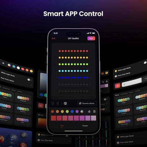 YEELIGHT Permanent Outdoor Lights, 100FT RGB LED String Lights with 16 Million Colors and Music Sync, Outside Lights for House with App Control, Waterproof Outside Eaves Lighting Decor for Parties - Thumbnail 4