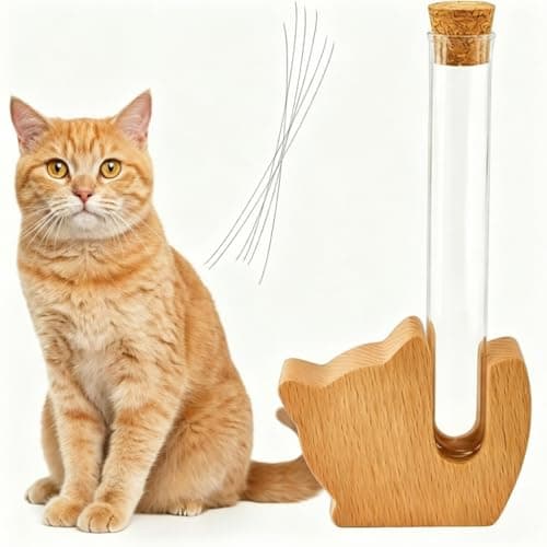 Cat Whiskers Holder, Clear Glass vases with Wooden Base, Leakproof Sealed Cork Stopper, Anti-Scratch cat Whisker jar Magnet, Tiny Keepsake for Pet Memorial, Home Desktop Decor Gift for Pet Lovers. - Image 1