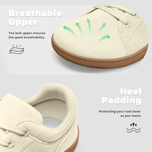 Womens Minimalist Barefoot Shoes Zero Drop Wide Toe Box Shoes Lightweight Casual Fashion Sneakers for Women(Ivory,6.0) - Thumbnail 6