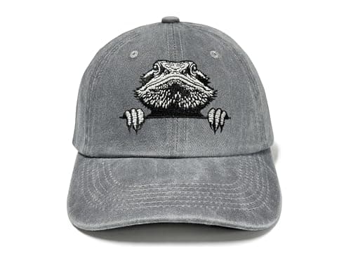 Horpe Bearded Dragon Gifts Accessories, Lizard Baseball Cap for Man and Women, Adjustable Embroidery Grey Hat for Reptile Animal Owner - Image 1