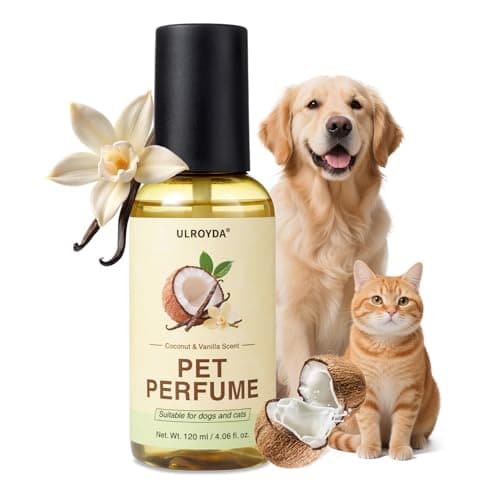 ulroyda Dog Cologne & Pet Perfume – Long-Lasting Coconut & Vanilla Scent | Alcohol-Free Deodorizing Spray for Dogs & Cats, Gentle Non-sticky Grooming Formula, 4.06 oz