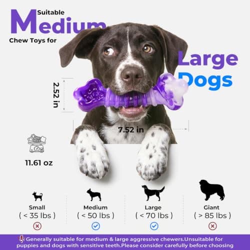 Kseroo 2-Pack Indestructible Dog Toys for Aggressive Chewers: Beef-Flavored Tough Dog Chew Toys, Nylon Large Dog Chew Toys to Keep Them Busy, Dog Chew Bones for 25-70lbs Medium & Large Dogs - Thumbnail 3