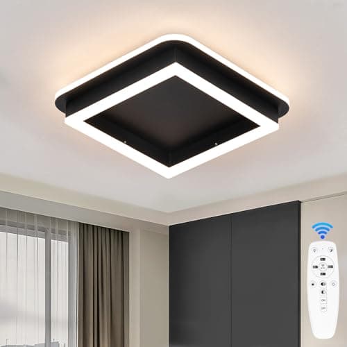 Vloitgol Modern Ceiling Light Fixtures,3000-6000K Dimmable Hallway Light Fixtures with Remote Control Acrylic Square Ceiling Lamp for Kitchen Laundry Bedroom Bathroom Ceiling Lights (All Black) - Image 1